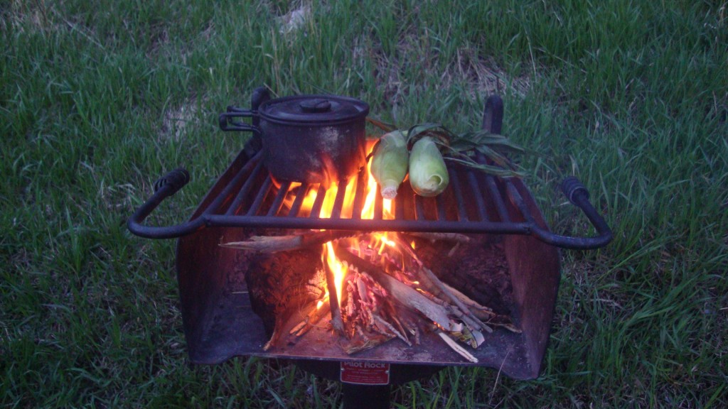 as we feasted on 10 corn, 98 cent bag of frozen broccoli, and instant rice. A meal fit for kings! Also, Beef loved eating the corn off the cob...