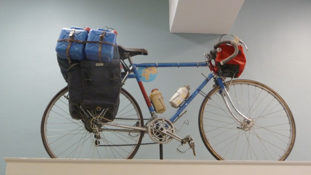 Ian Hibell's bicycle on which he traveled from Europe to South Africa