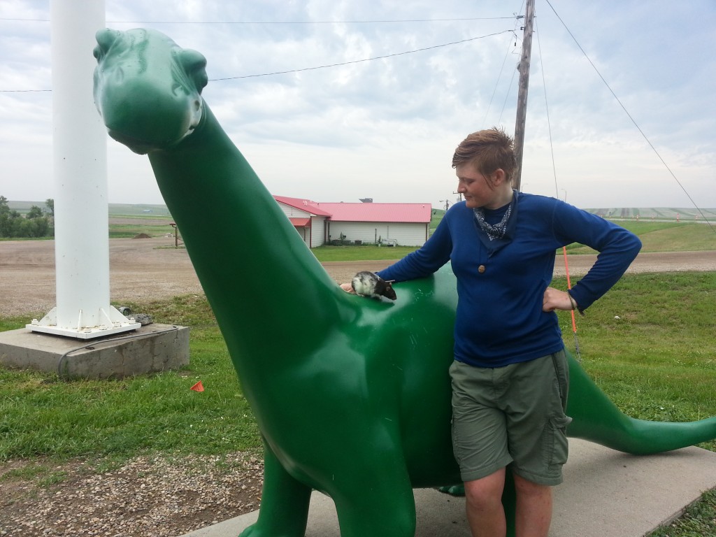 Beef and I being totally cool at the Sinclair gas station we stopped for bbpb&jb's at.