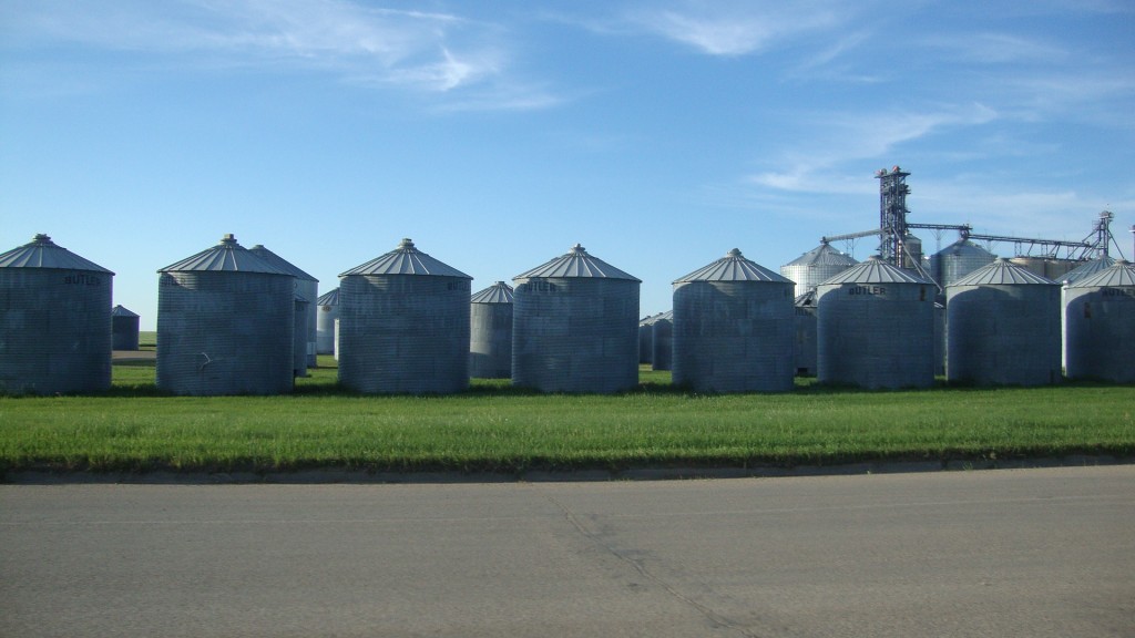 a common sight around here. rows upon rows of grain silos