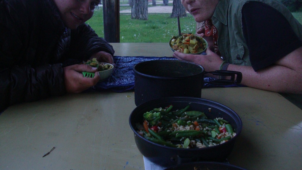 Two gals eating curry