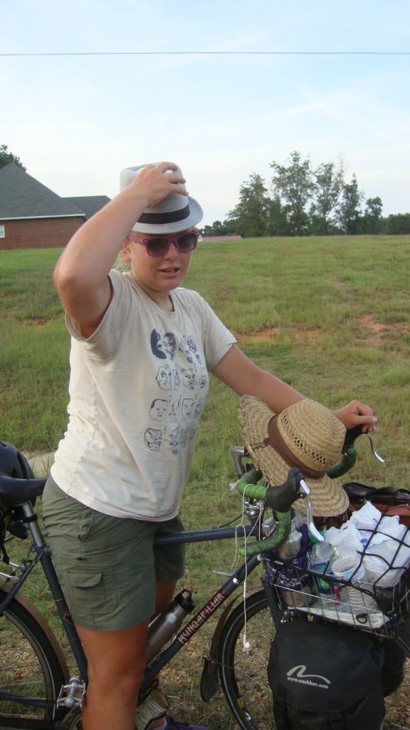 Stink found an adorned a fancy hat for my amusement during this stretch of the ride. I was amused.