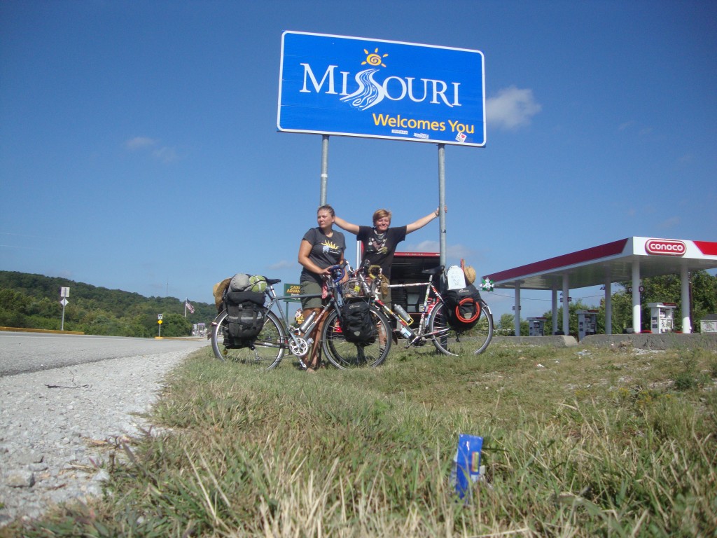 Lizzy and Haley in front of Missouri